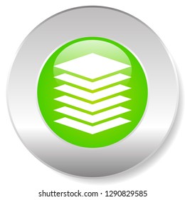 Stacked layers, tower symbol over green background. Tower, layer icon