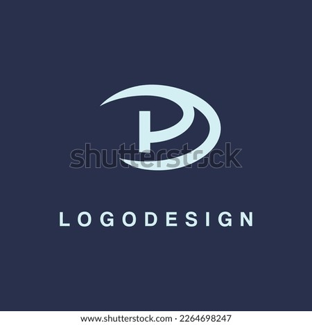 stacked letter D P in half circle. Usable for Business and Branding Logos. Flat Vector Logo Design Template Element.