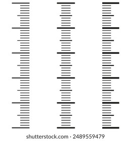Stacked line patterns. Vertical arrangements. Black lines. Vector illustration.