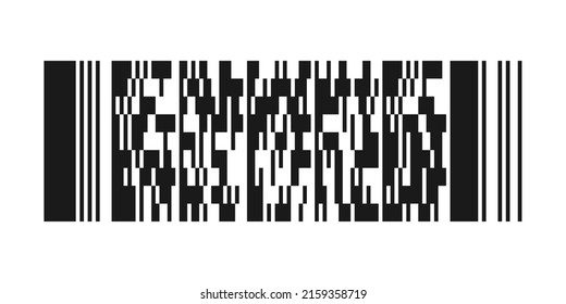 Stacked linear barcode. Code is used in transport, inventory management, identification cards. 2D barcode pattern, sample. Vector illustration.