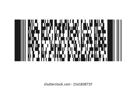 Stacked linear barcode. Code is used in transport, inventory management, identification cards. 2D barcode pattern, sample. Vector illustration.