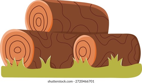 Gestapelte Protokolle auf grünem Gras, flache Illustration