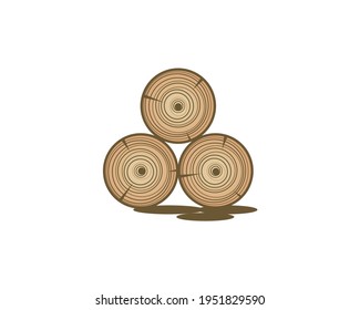 stacked logs section as carpenter lumberjack icon logo