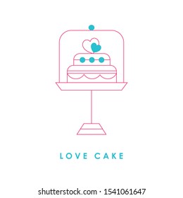 
Stacked love cake line and glyph icon, valentines day and romantic, wedding cake sign vector graphics, a linear pattern on a white background, eps 10.