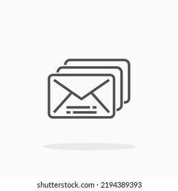 Stacked Mail line icon. Editable stroke and pixel perfect. Can be used for digital product, presentation, print design and more.
