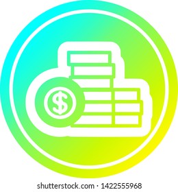 stacked money circular icon with cool gradient finish