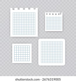 Stacked Note Papers with Graph Grids Set of notebook template Vector format