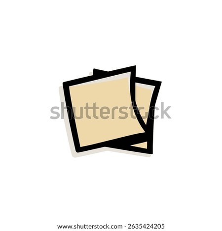 Stacked notepaper icon floats against white clean presentation