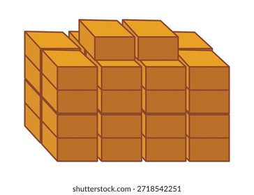 Construcción de apilamiento de bloques de construcción de cubos anaranjados apilados