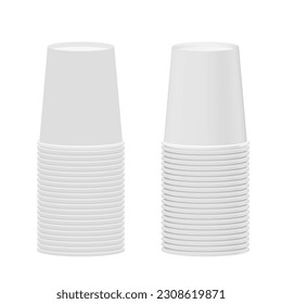 Stacked Paper Cups In Flat And Realistic Style. EPS10 Vector