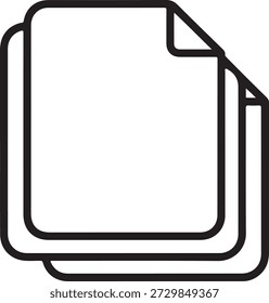Icono de hojas de papel apiladas que simboliza múltiples archivos, documentos o una función de copia aislada sobre fondo blanco, ilustración