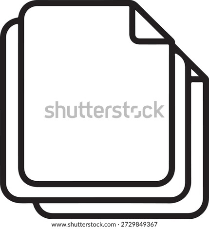 Stacked paper sheets icon symbolizing multiple files, documents, or a copy function isolated on white background, illustration