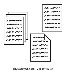 Stacked papers icon. Document with text lines. Office paperwork illustration. Vector illustration. EPS 10.