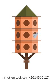Stacked pigeon house. Simple flat illustration