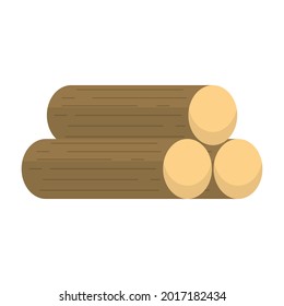 Stacked pile of firewood on a white background. flat design vector illustration.