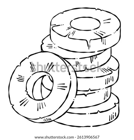 Stacked Pineapple Slices Line Art Illustration
