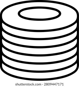 Stacked plates line art icon dishware vector