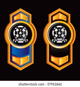 stacked poker chips on vertical arrows