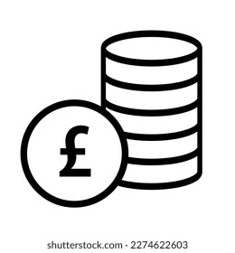 Stacked pound sterling coin icons. Vector.