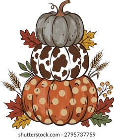 Stacked Pumpkins Fall Decoration Autumn Design