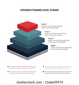 Stacked pyramid level stages colorful business infographic that can be used in presentations