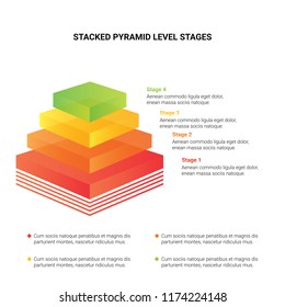 Stacked Pyramid Level Stages Colorful Business Stock Vector (Royalty ...