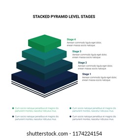 Stacked pyramid level stages colorful business infographic that can be used in presentations