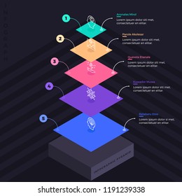 Stacked pyramid level stages colorful business infographic that can be used in presentations and various Business templates