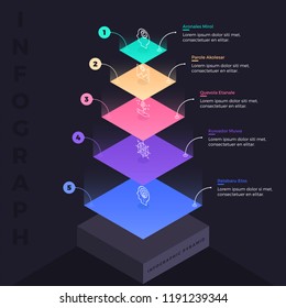 Stacked pyramid level stages colorful business infographic that can be used in presentations and various Business templates