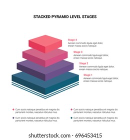 Stacked Pyramid Level Stages Colorful Business Stock Vector (Royalty ...