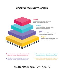 Stacked Pyramid Level Stages Colorful Business Stock Vector (Royalty ...