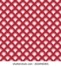 Stacked red circles in pattern and background, vector.