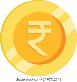 Stacked Rupee coin and gold color sketch outline of money of India. Vector currency, business and commerce, payment and profit symbol of economy and financial. Golden icon