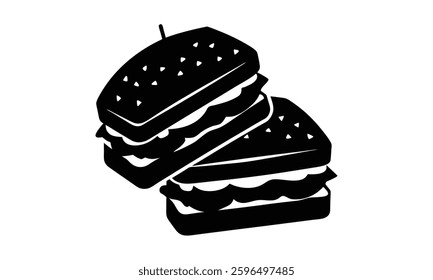 Stacked sandwiches silhouette flat vector design.