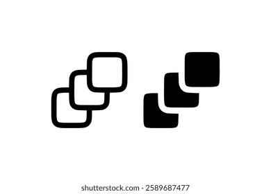 Stacked square icons in outline and solid style Vector