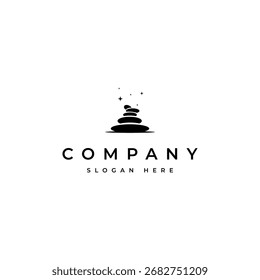 logotipo de arte de pedra empilhada em estilo de design de vetor plano