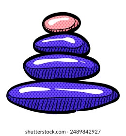 Stacked stone halftone icon hand drawn color vector illustration