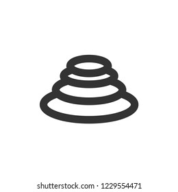 Stacked stone icon in thick outline style. Black and white monochrome vector illustration.