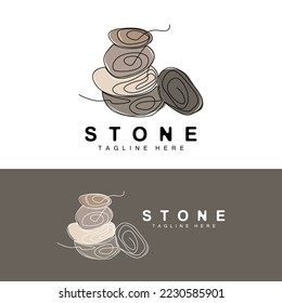 Gestreiftes Logo-Design, Balancing Stone Vector, Stone Illustration von Baumaterial, Bimsstein-Illustration