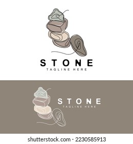 Stacked Stone Logo Design, Balancing Stone Vector, Building Material Stone Illustration, Pumice Stone Illustration