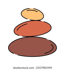 Stacked Stones Icon Illustration with bright color palette in flat design style. Perfect for vacation, travel, and summer themed designs.
