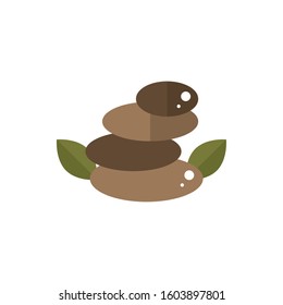stacked stones leaves decoration spa icon vector illustration