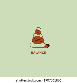 Stacked stones logo. Wellbeing, harmony and balance icon isolated