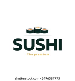 Stacked sushi roll minimalist logo template. Traditional Japanese cuisine  Asian Sushi for restaurant