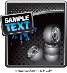 stacked tires black halftone grungy advertisement