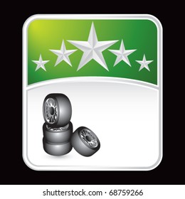 stacked tires green star backdrop