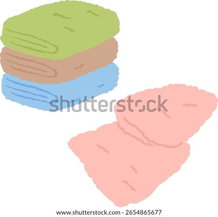 Stacked towels of various colors