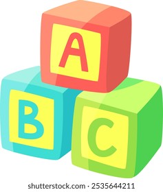 Stacked toy blocks showing letters a, b, and c creating an educational and playful image perfect for children's learning materials