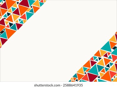 Stacked triangles background, colorful triangle shapes, flat geometric design