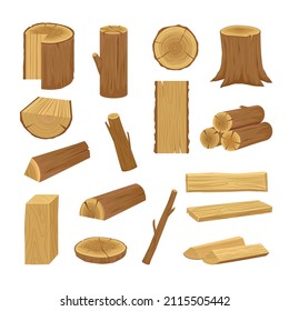 stacked trunks. Wooden lumbers collection vector